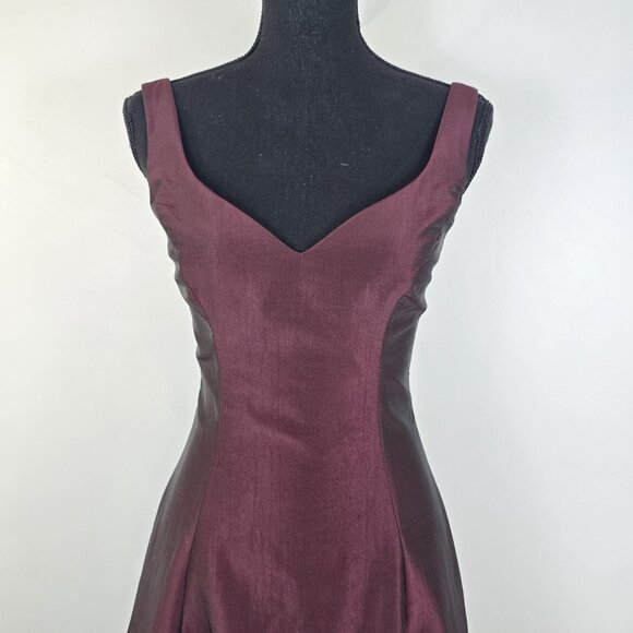 ABS Evening Allen Schwartz Dress Womens 2 Burgundy A-Line Tulle Formal Gown - Picture 5 of 12